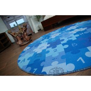 Detský guľatý koberec PUZZLE modrý