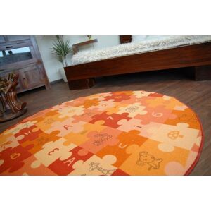 Detský guľatý koberec PUZZLE oranžový