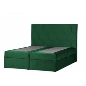 Kontinentální velurová postel Azala 160x200 cm tmavě zelená