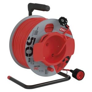 Prodlužovací kabel na bubnu s pohyblivým středem s 1 zásuvkou 1,5 mm² DULU 50 m červený