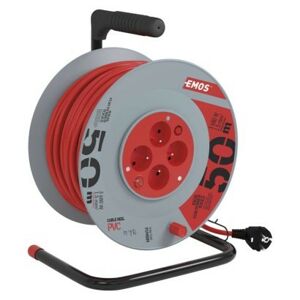 Prodlužovací kabel na bubnu s pohyblivým středem se 4 zásuvkami a vypínačem 1,5 mm² DULU 50 m červený