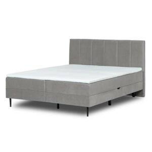 Kontinentální velurová postel Roma 140x200 cm šedá