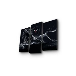 Obrazové nástěnné hodiny Kůň 66x45 cm černo-bílé