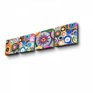 Obrazové nástěnné hodiny Kruhy 42x63 cm vícebarevné