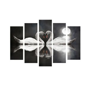 Vícedílný obraz Swan Lake 105 x 70 cm černý/bílý