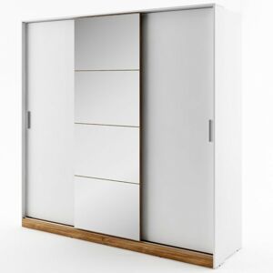 Šatní skříň Dentro se zrcadlem 220 cm bílá/dub Stirling