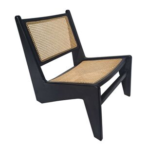 Designová jídelní židle Reva s ratanem černá