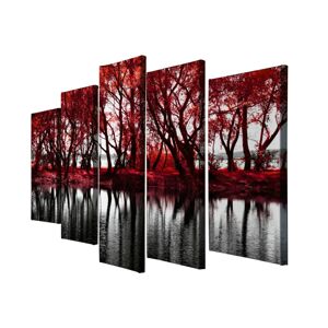 Vícedílný obraz Red Leaves 105 x 70 cm červený
