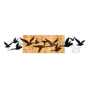 Nástěnná dřevěná dekorace BIRDS hnědá/černá
