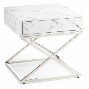 Noční stolek Saliba Silver Light 55 cm bílý