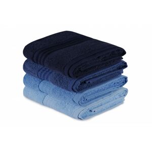 Sada 4 ručníků RAINBOW 50x90 cm modrá