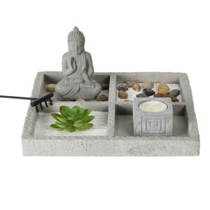 Zenová záhrada s Budhom v šedej farbe