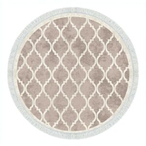 Okrúhly koberec Fence 100 cm krémový/hnedý
