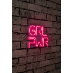 Nástěnná neonová dekorace Girl Power růžová