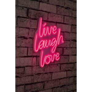 Nástěnná neonová dekorace Live Laugh Love růžová