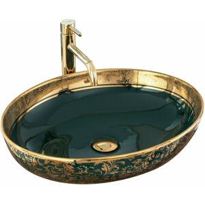 Keramické umývadlo na dosku Rea Margot zlaté/zelené
