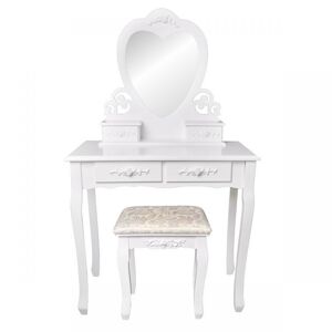 Toaletní kosmetický stolek se zrcadlem a taburetem Zayn bílý
