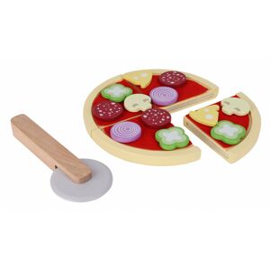Dřevěná pizza pro děti na krájení Ecotoys barevná