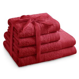 Súprava bavlnených uterákov AmeliaHome AMARI tmavo červená