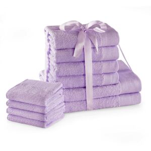 Súprava bavlnených uterákov AmeliaHome AMARI 2+4+4 ks lila