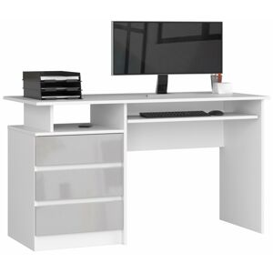 Písací stôl CLP 135 cm biely/sivý akryl vysoký lesk