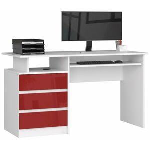 Písací stôl CLP 135 cm biely/červený akryl vysoký lesk