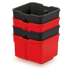 Sada 4 plastových boxov na náradie TITANO 157x140x210 čierna/červená