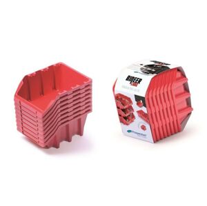 Sada úložných boxů BINEER LONG 8 ks 16x9,8x16 cm červené