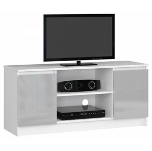 TV stolík Tonon 120 cm biely/strieborný lesk
