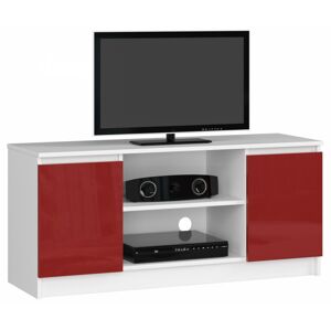 TV stolík Tonon 120 cm biely/červený lesk