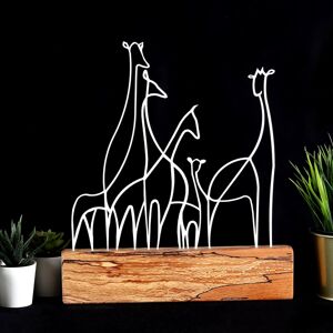 Kovová dekorace Giraffe Family 35 cm bílá