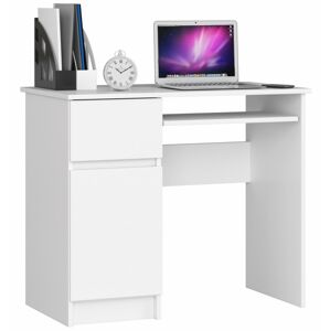Písací stôl 90 cm Piksel biely ľavý