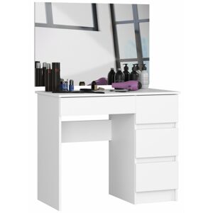 Kozmetický stolík so zrkadlom T-6 I 90x50 cm biely pravý