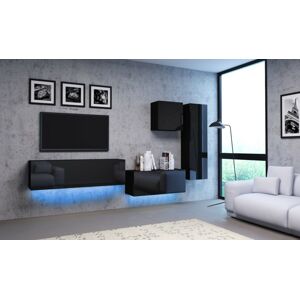 Obývací stěna s LED podsvícením Vivo III černá