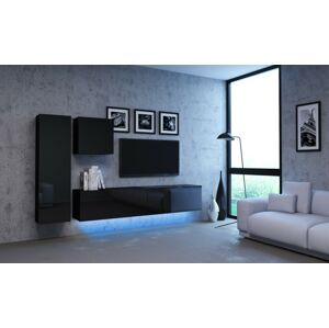 Obývací stěna s LED podsvícením Vivo II černá