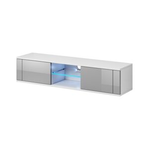 TV stolek Hit 140 cm s LED osvětlením bílý/šedý lesk