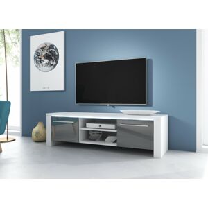 TV stolek Manhattan 140 cm bílý mat/šedý lesk
