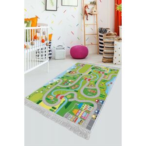 Dětský koberec Město 100x150 cm zelený