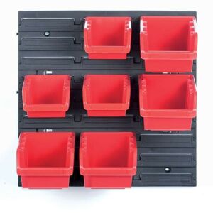 Závesný organizér so 7 boxmi na náradie ORDERLINE 40x11x40 cm čierno-červený
