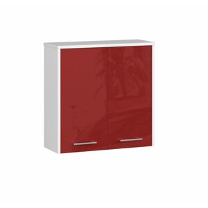 Závesná kúpeľňová skrinka Fin 60 cm biela/červený lesk
