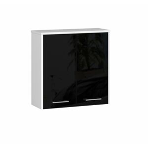 Závesná kúpeľňová skrinka Fin 60 cm biela/čierna lesk