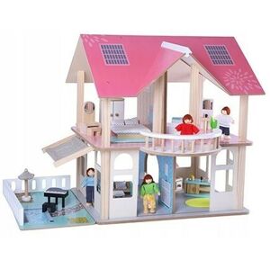 Dřevěný domek pro panenky Eco Toys + 4 panenky