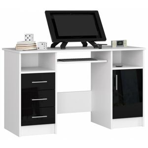 Volně stojící psací stůl Ana 124 cm bílý/černý - lesk