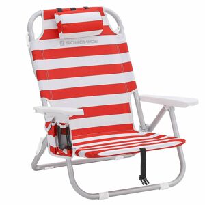 Campingová skládací židle LENA červeno-bílá