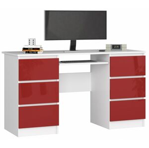 Písací stôl A-11 135 cm biely/červený