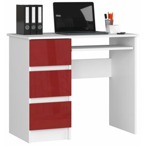 Písací stôl A-6 90 cm biely/červený ľavý