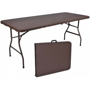 Cateringový skladací ratanový stôl 180x75x73,5 cm – hnedý