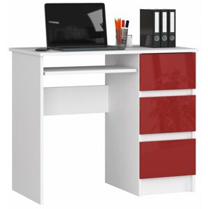 Písací stôl A-6 90 cm biely/červený pravý