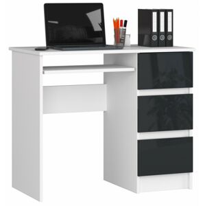 Písací stôl A-6 90 cm biely/grafitový pravý
