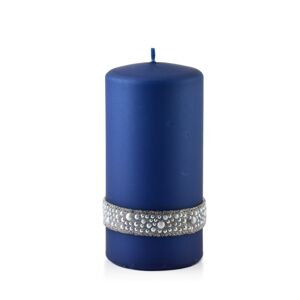 Střední svíčka CRYSTAL 7x14 cm modrá